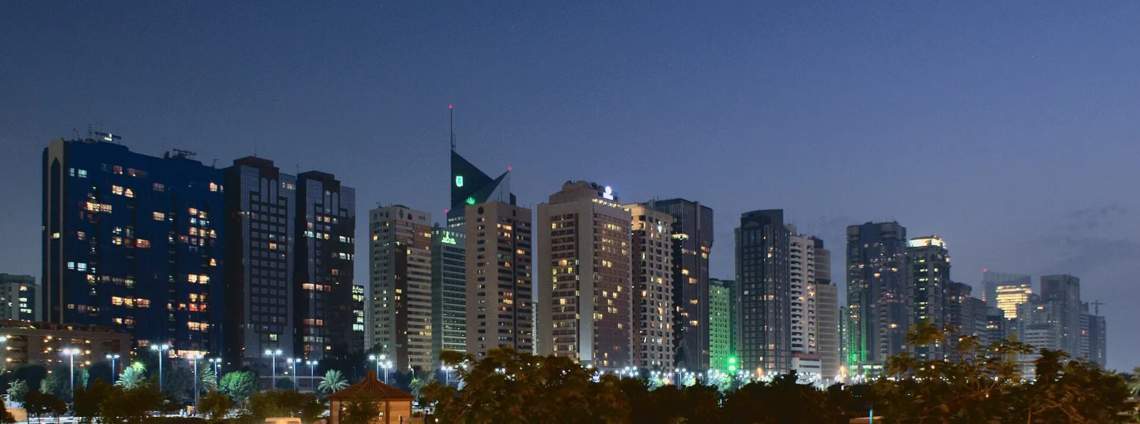 The Abu Dhabi skyline at night