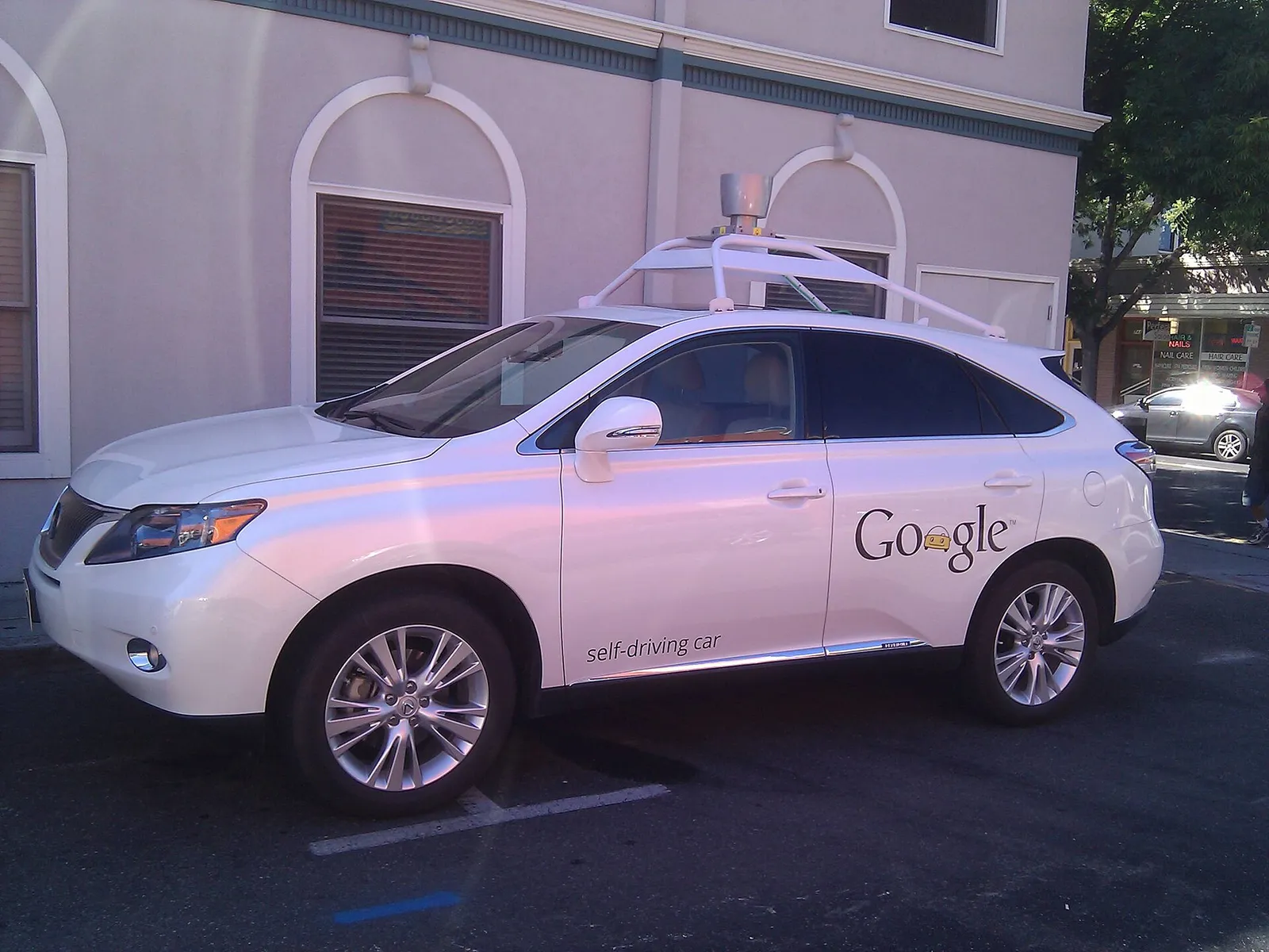 A self-driving car on a public street