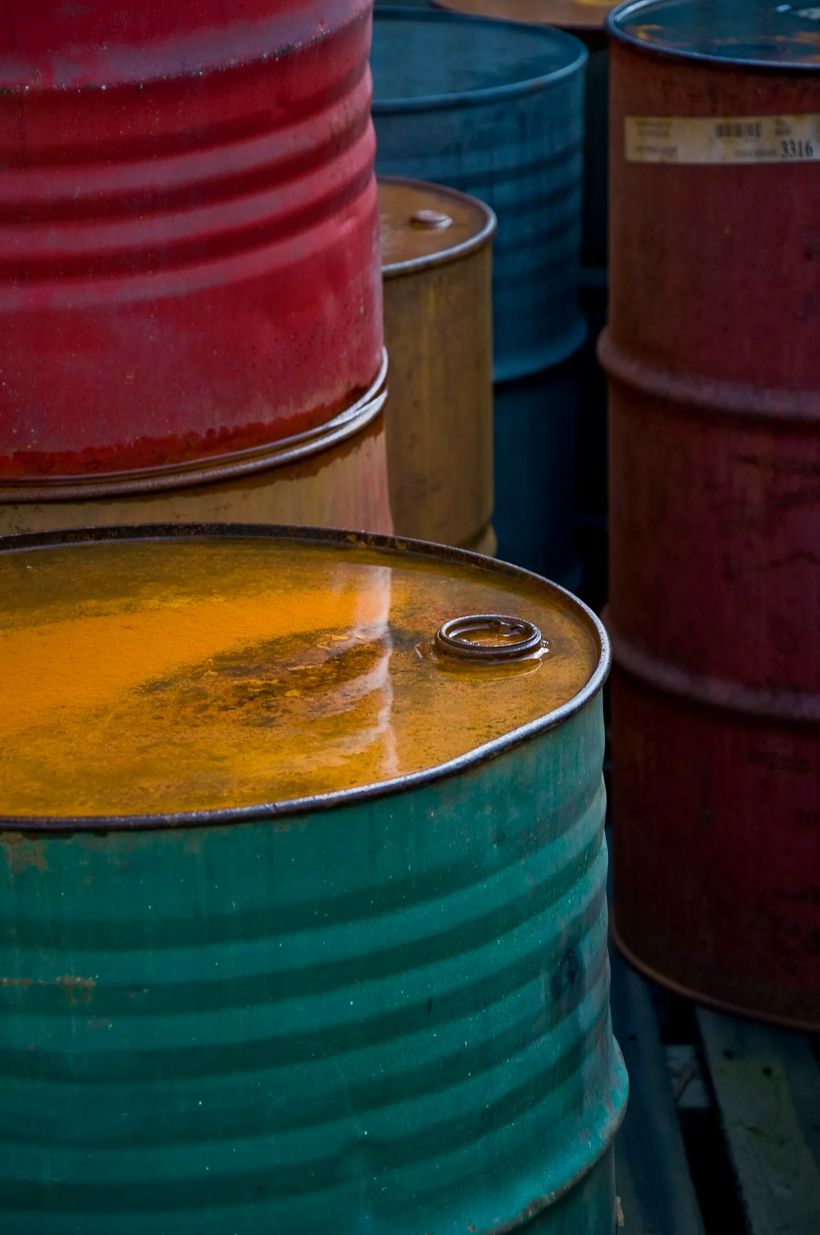 A row of oil barrels
