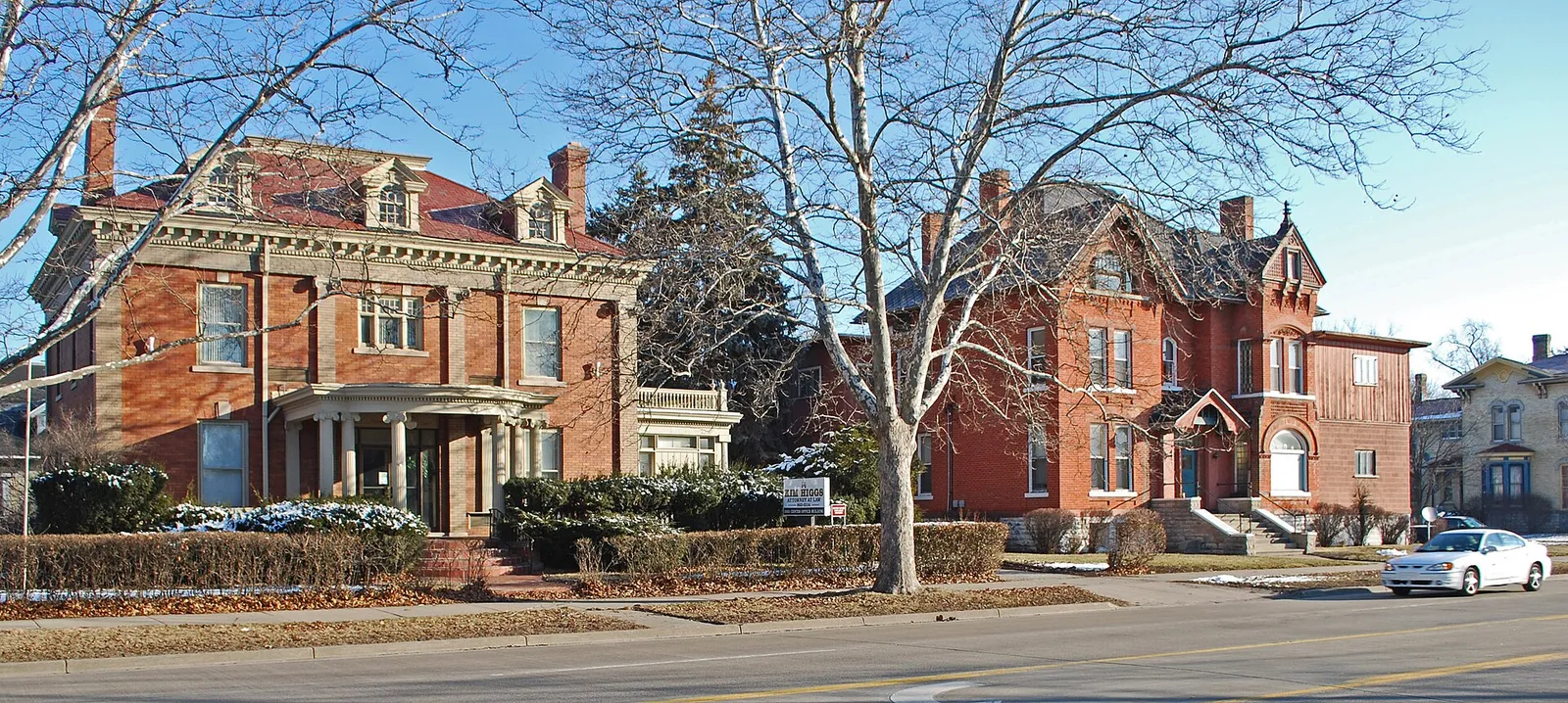 Houses along a tree-lined residential street