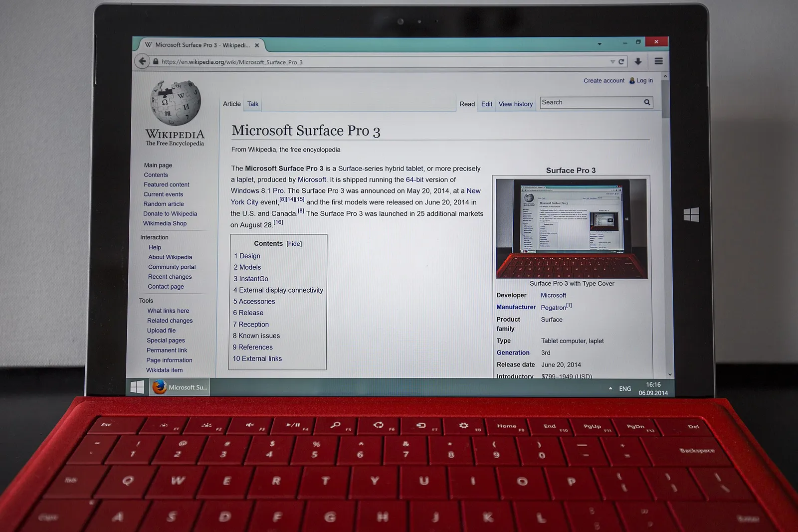 A Microsoft Surface Pro tablet with its Type Cover keyboard