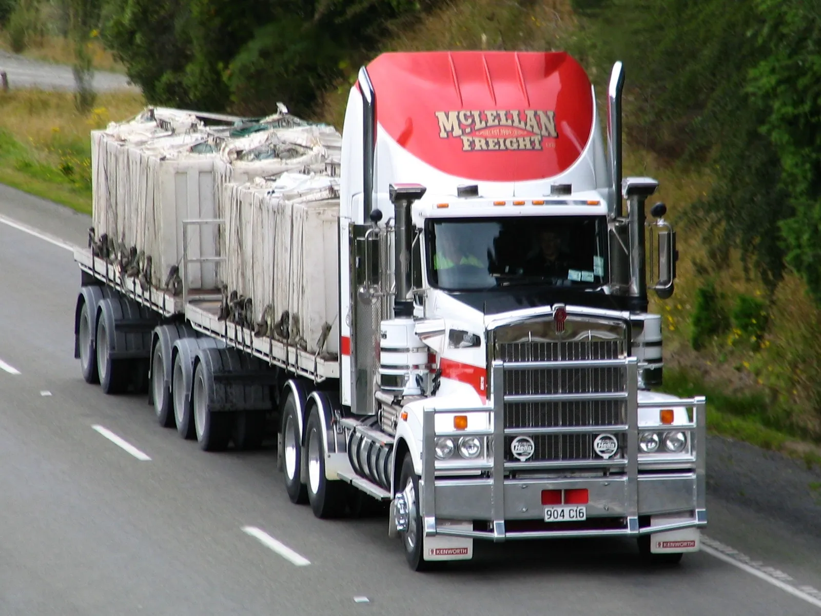 A heavy freight truck on a highway