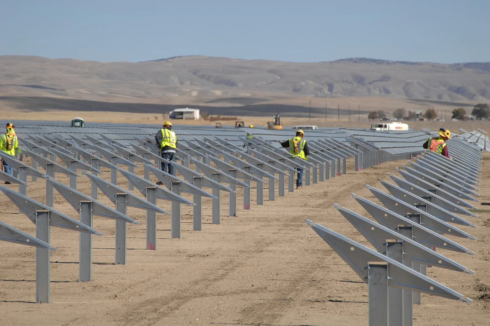Rows of panels at a large solar farm