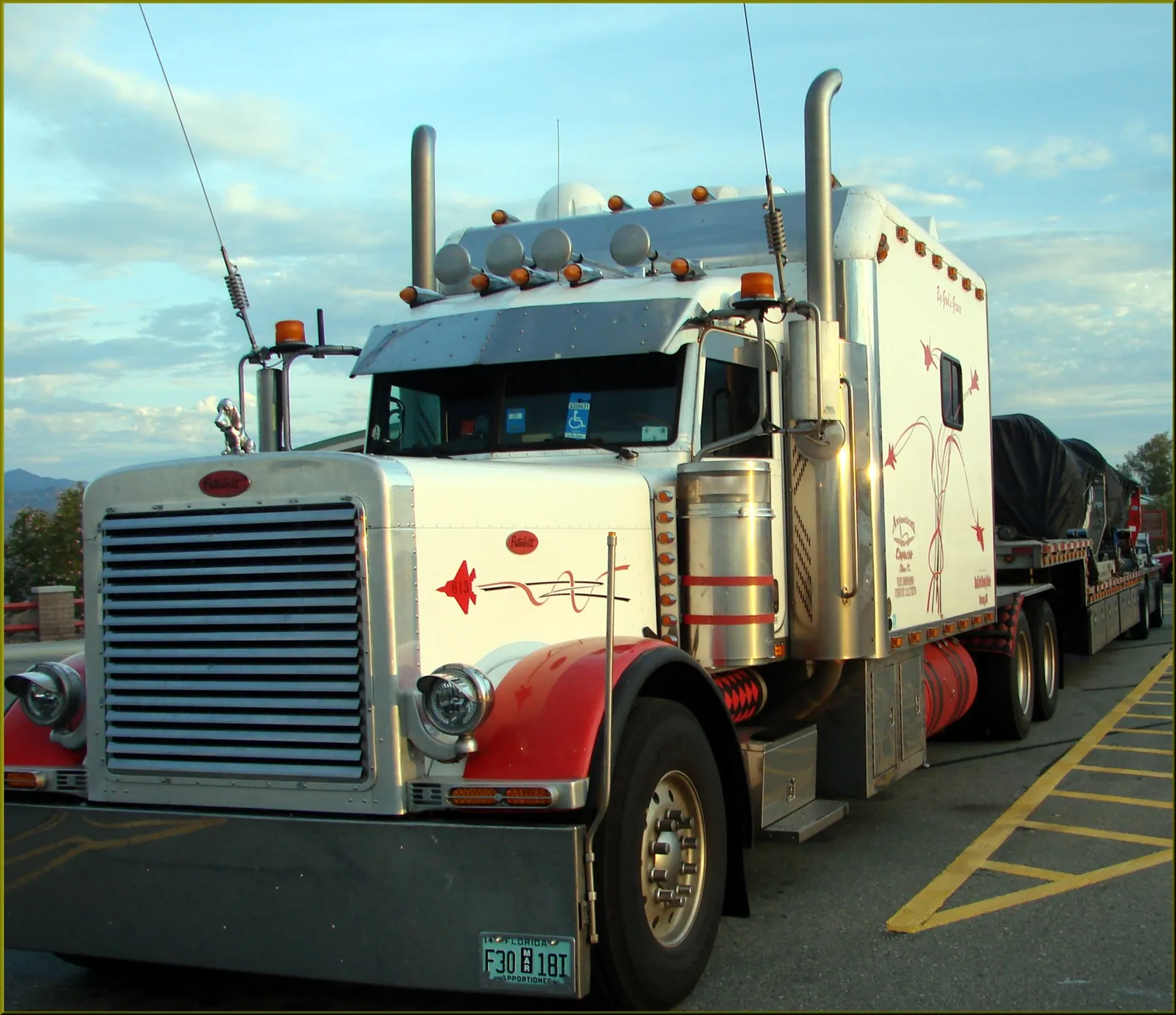 A semi-truck on a highway