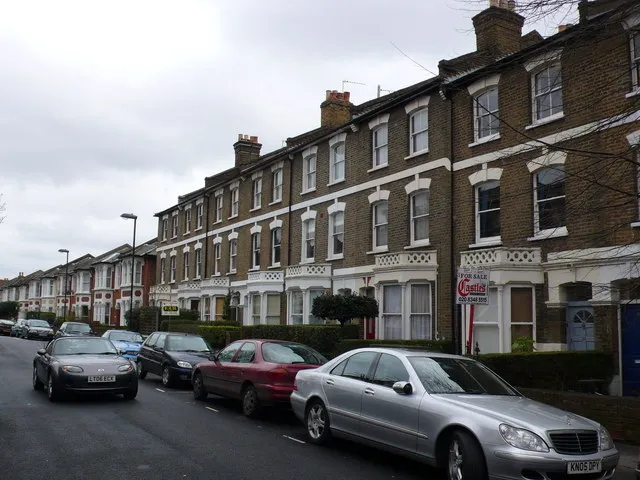 A row of Victorian terraced houses in London