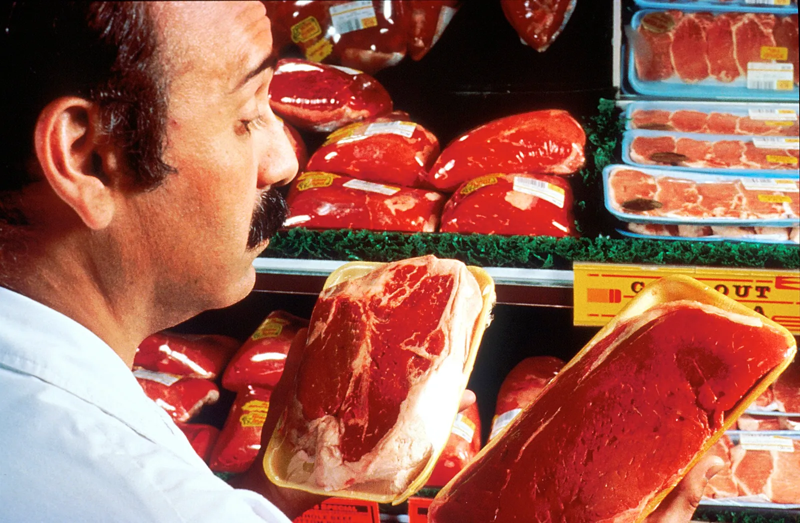A shopper in a grocery store