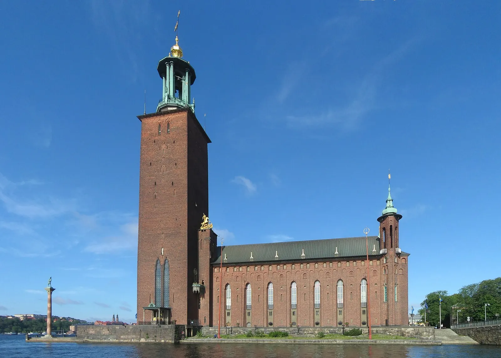 Stockholm City Hall on the waterfront in Sweden