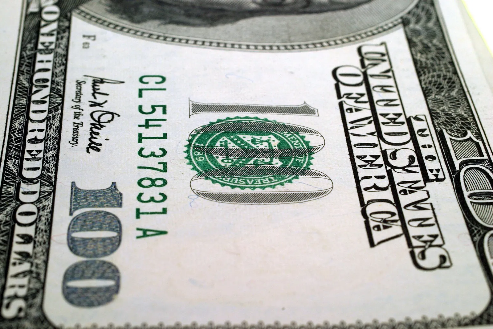 A U.S. hundred-dollar bill
