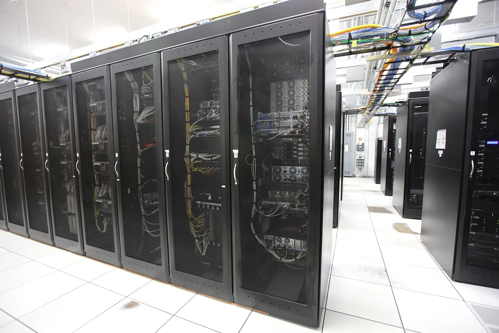 Racks of servers in a data center