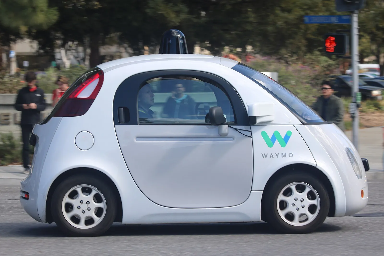 A Waymo self-driving car on a city street