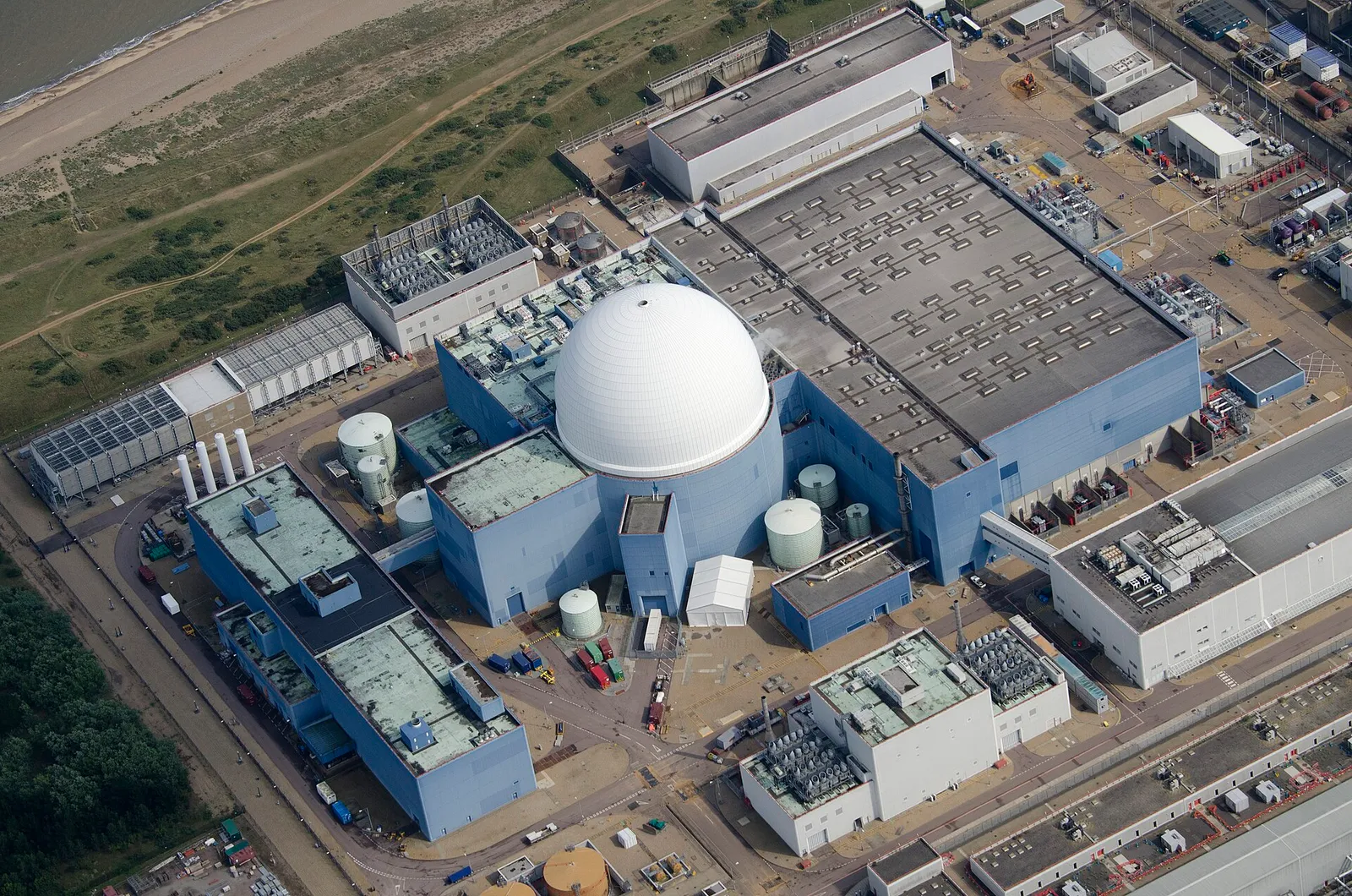 An aerial view of Sizewell B nuclear power station on the Suffolk coast