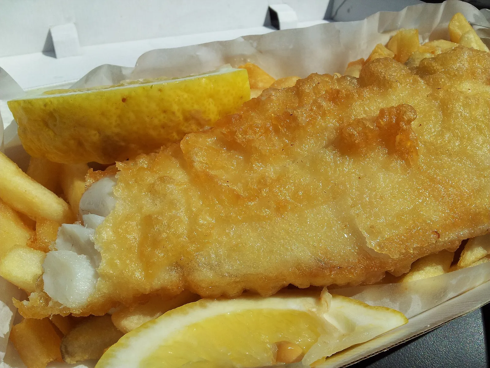 A portion of fish and chips