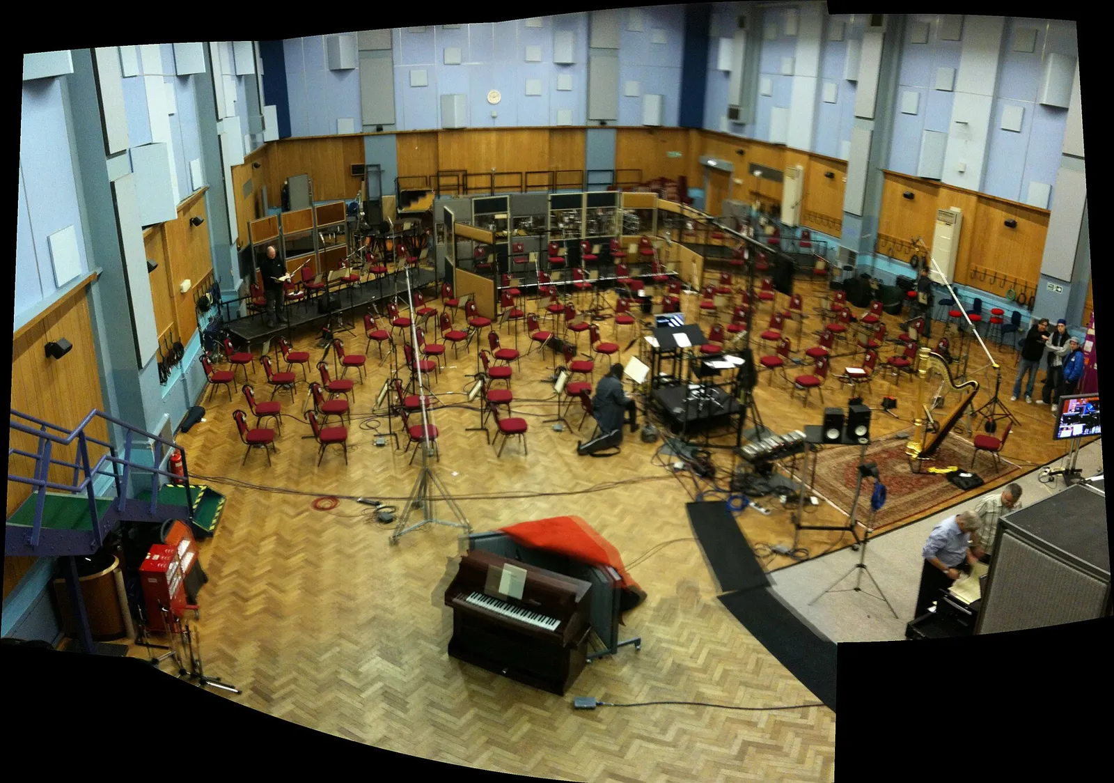 Musicians recording in a studio