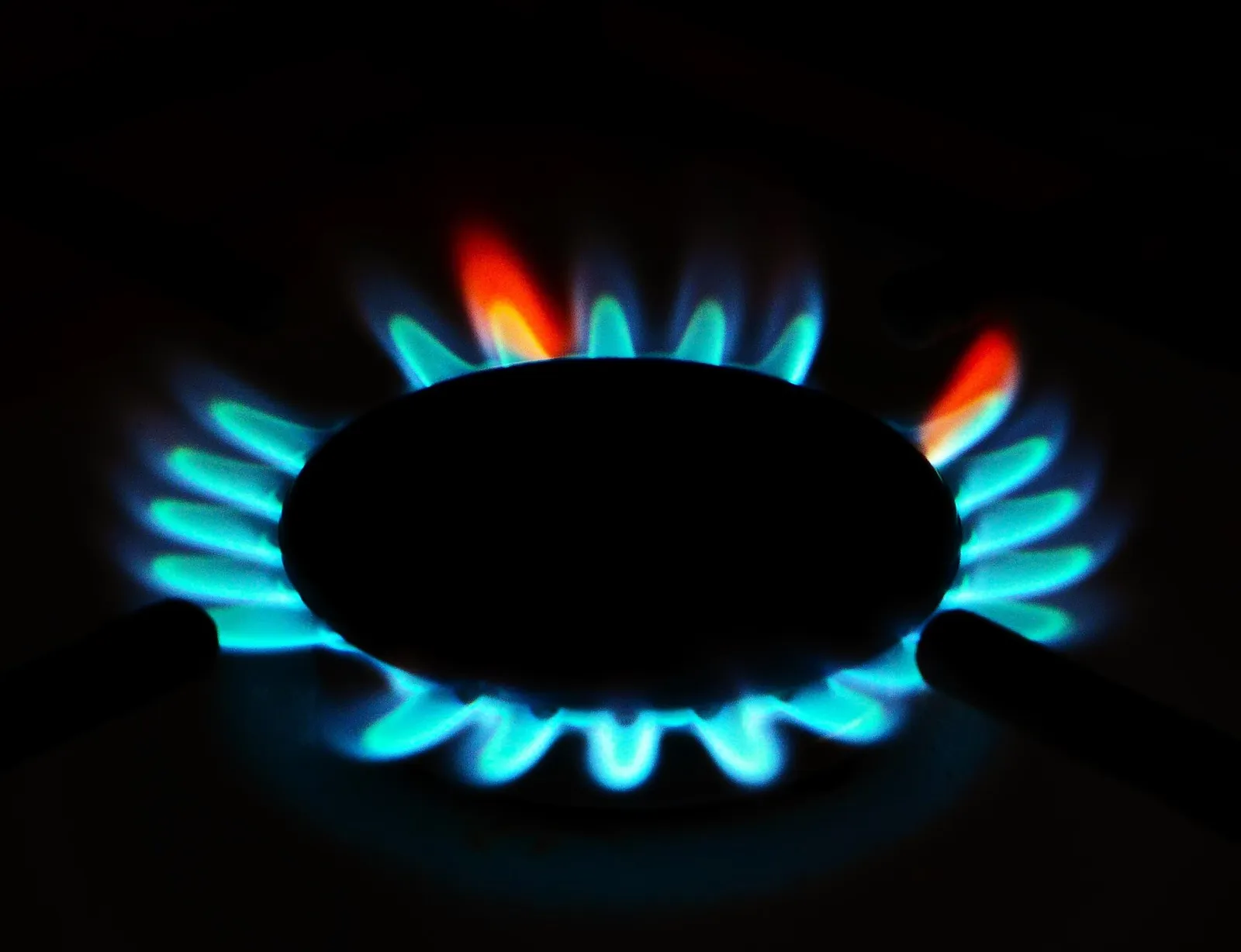 Flame from the burner of a gas stove