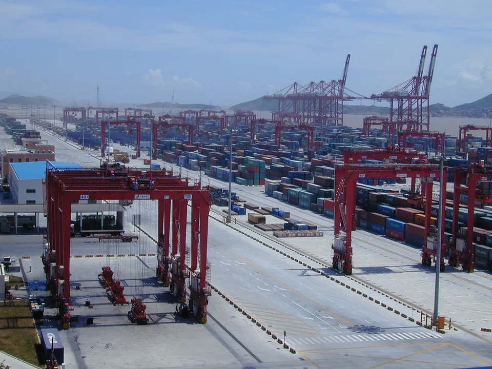 Container terminal at the Port of Shanghai's Yangshan deep-water harbour