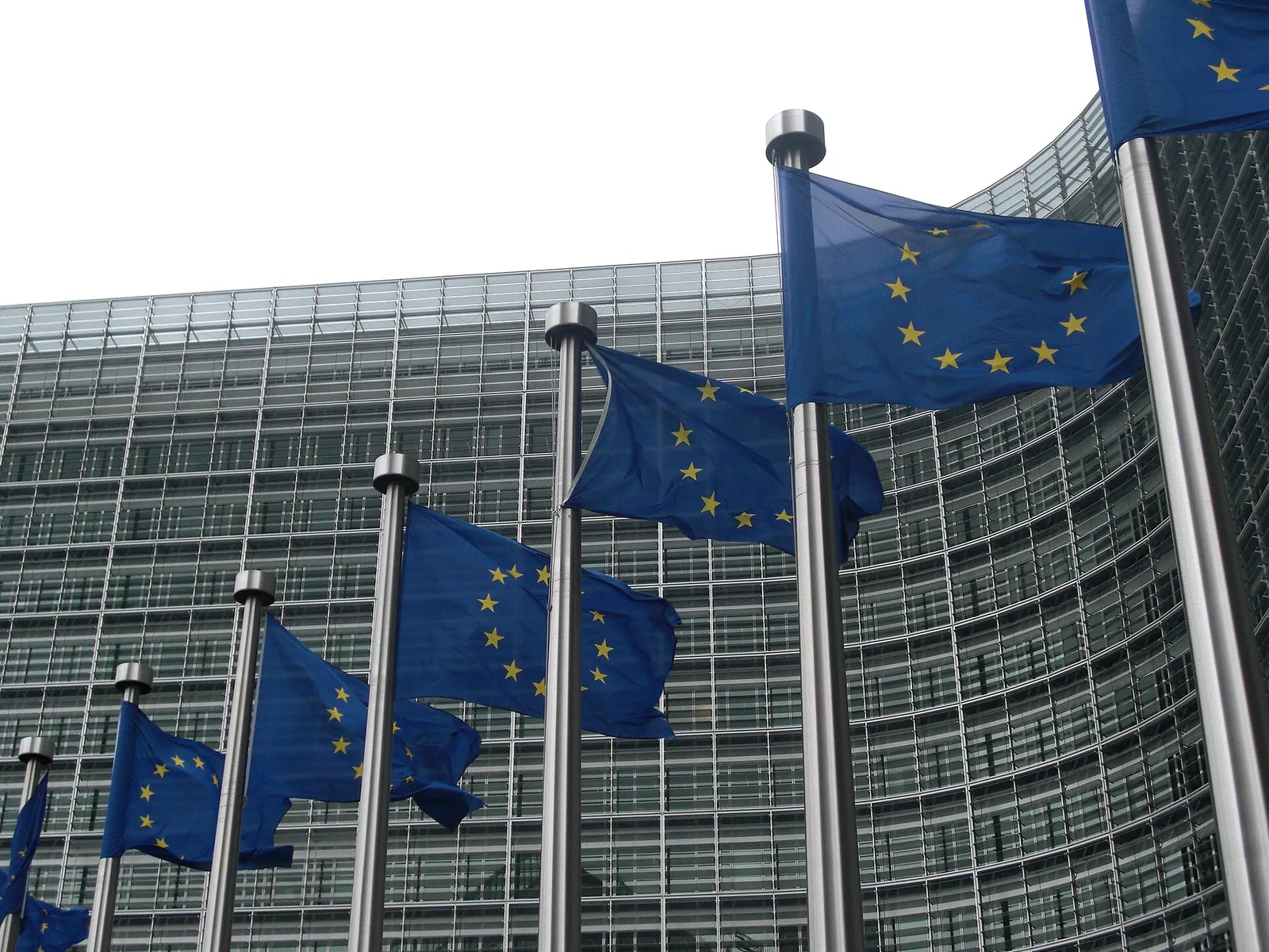 European Union flags outside the European Commission