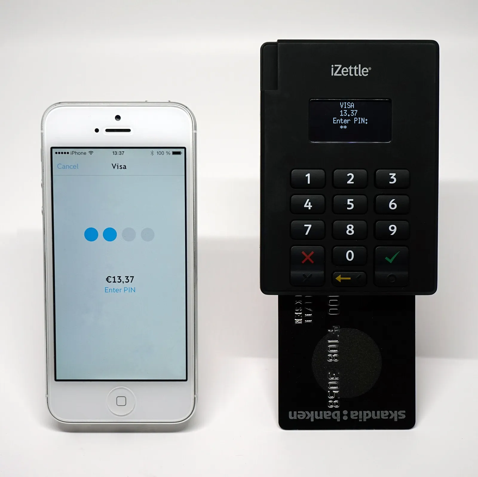 A chip-and-PIN card payment terminal