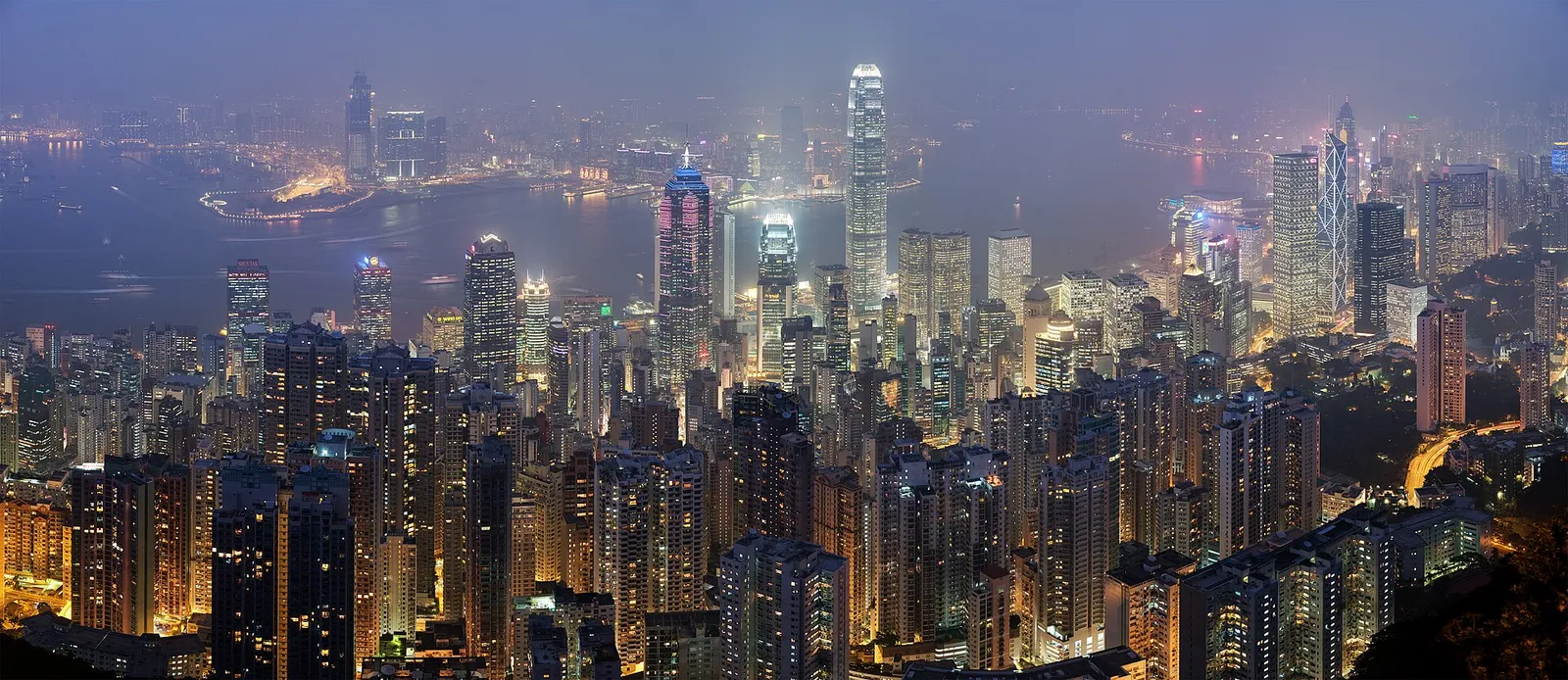 The Hong Kong skyline across Victoria Harbour