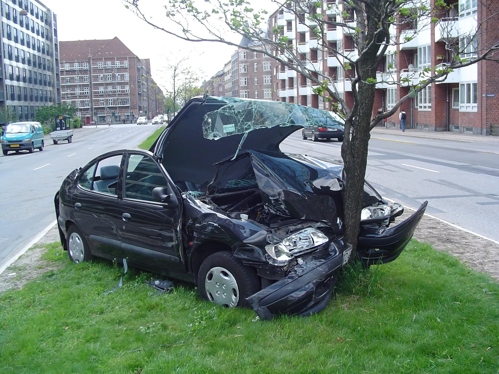 A damaged car after a collision