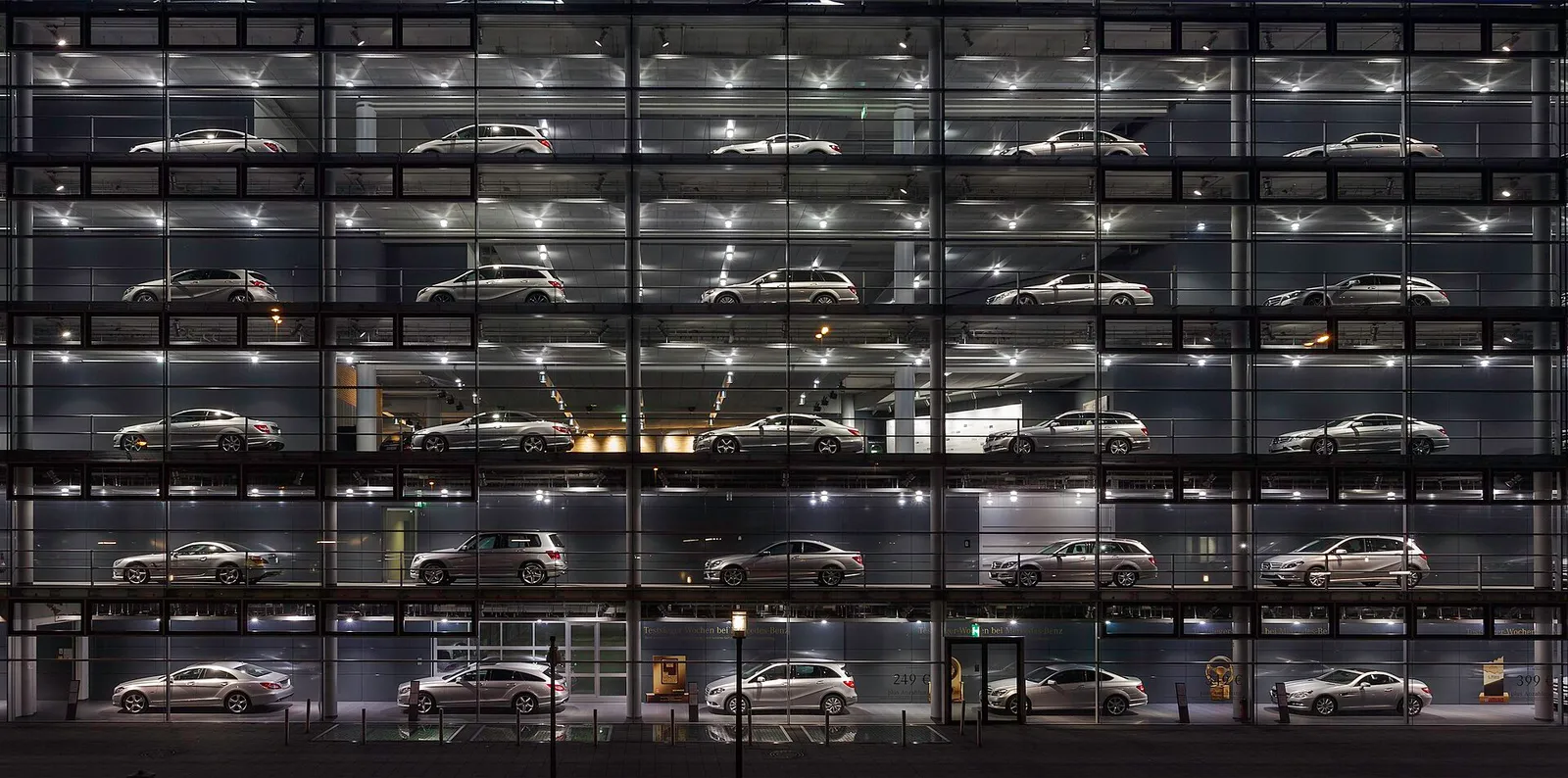 Cars in a dealership showroom