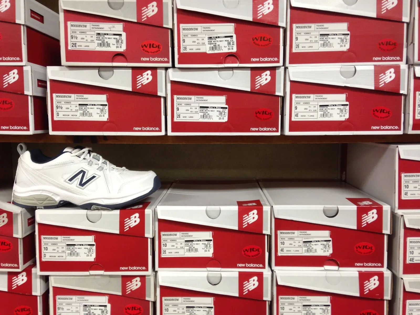 Sneakers on display in a store