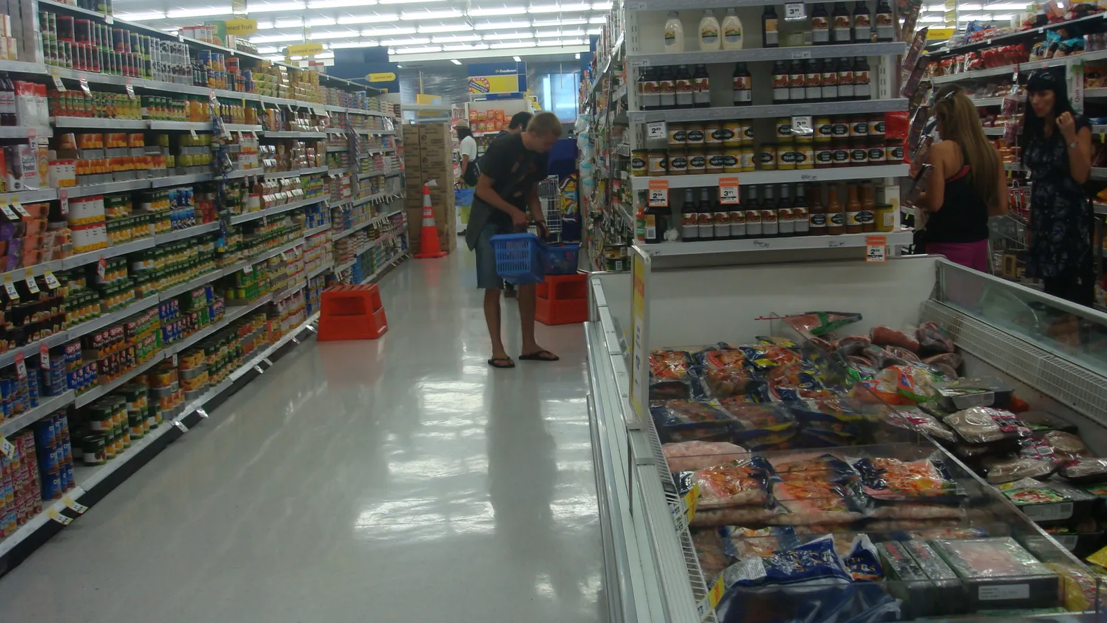 Grocery aisles in a supermarket