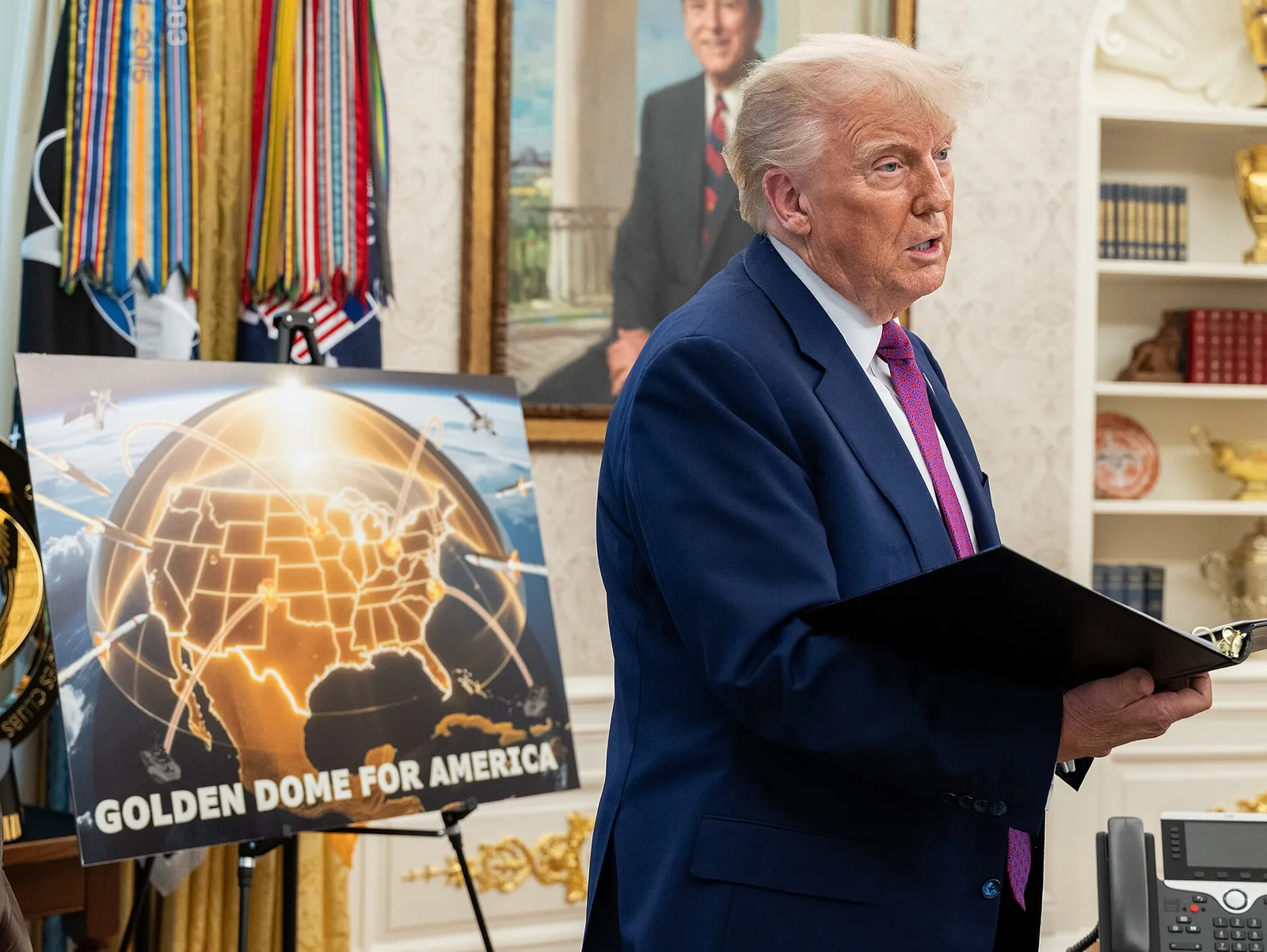 President Donald Trump speaking in the Oval Office of the White House