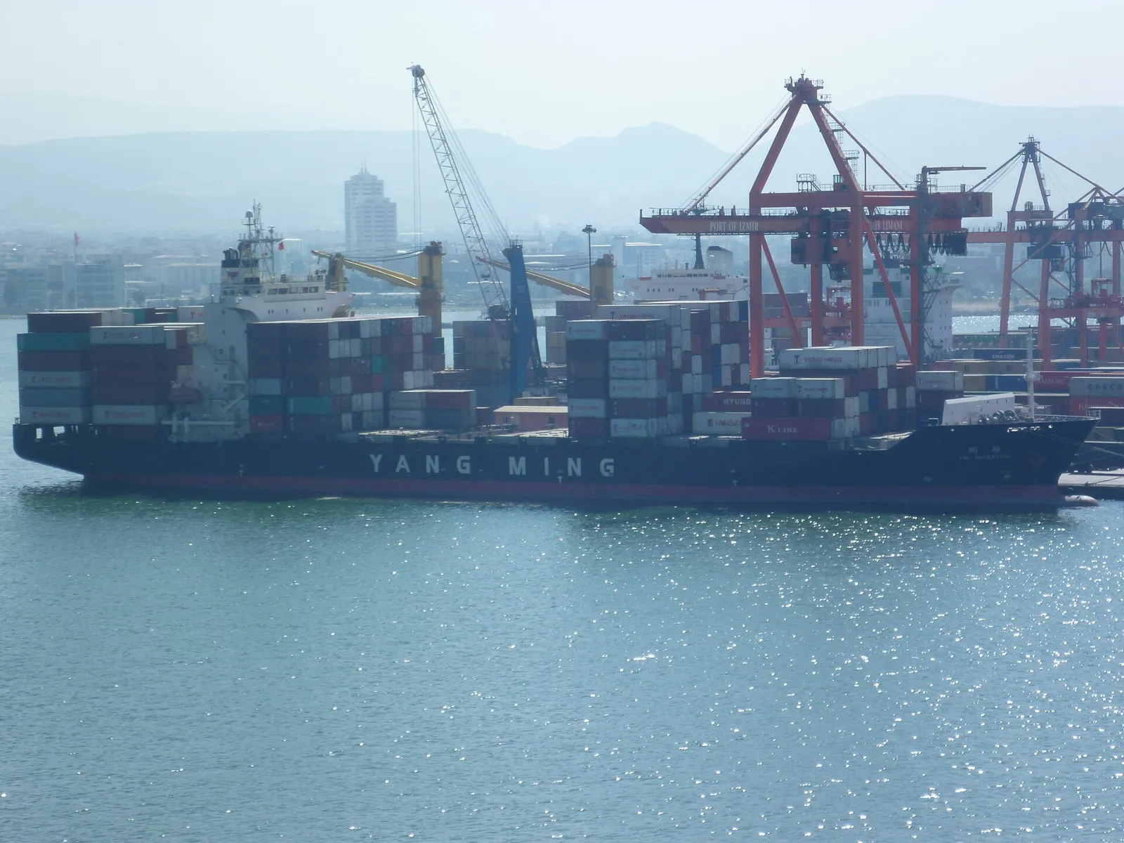 A container ship at sea