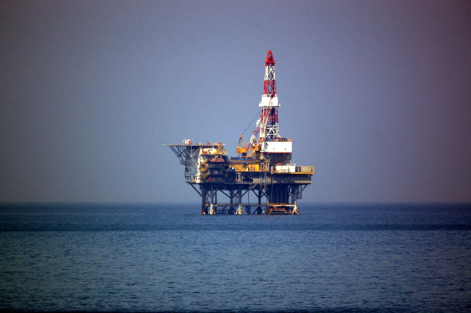 An offshore oil platform at sea