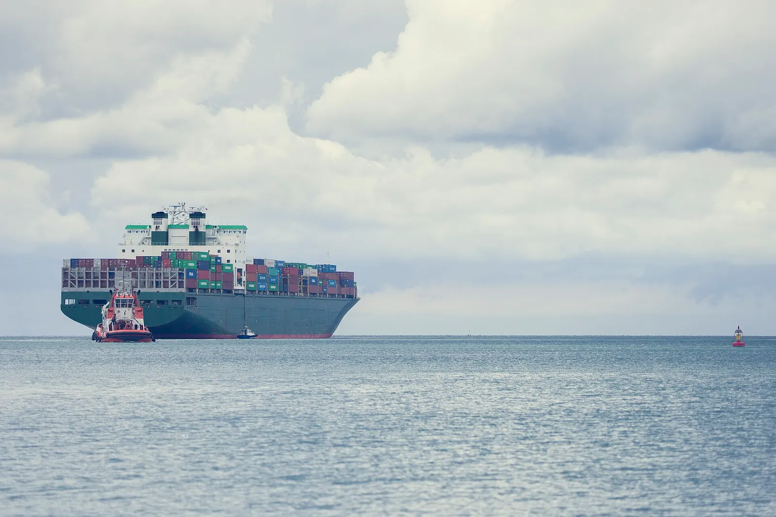 A container ship at sea