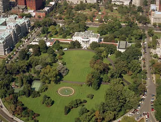 Aerial view of the White House in Washington