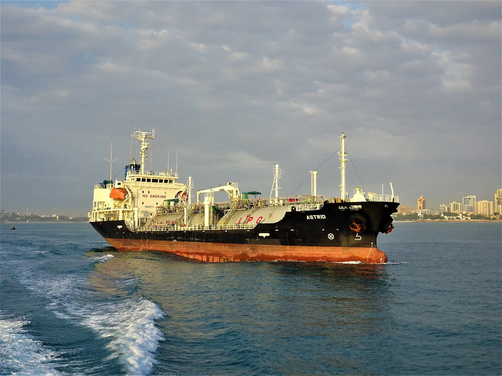 A petroleum tanker at sea
