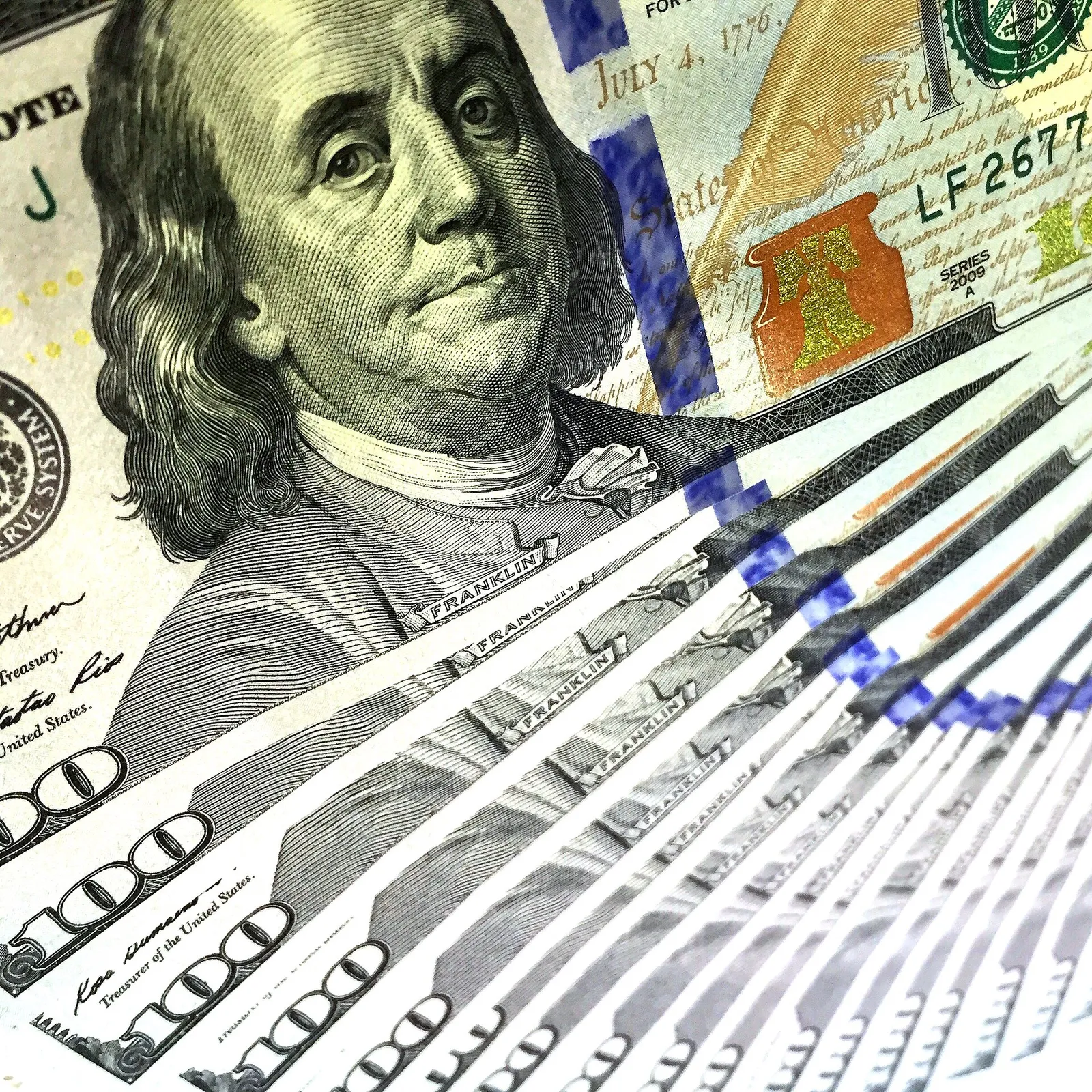 US one hundred dollar bills