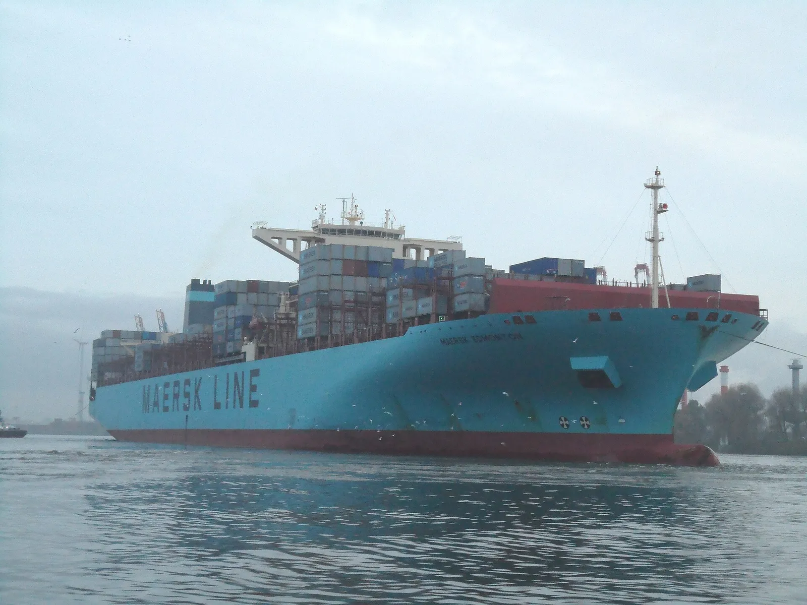 A Maersk container ship approaching port