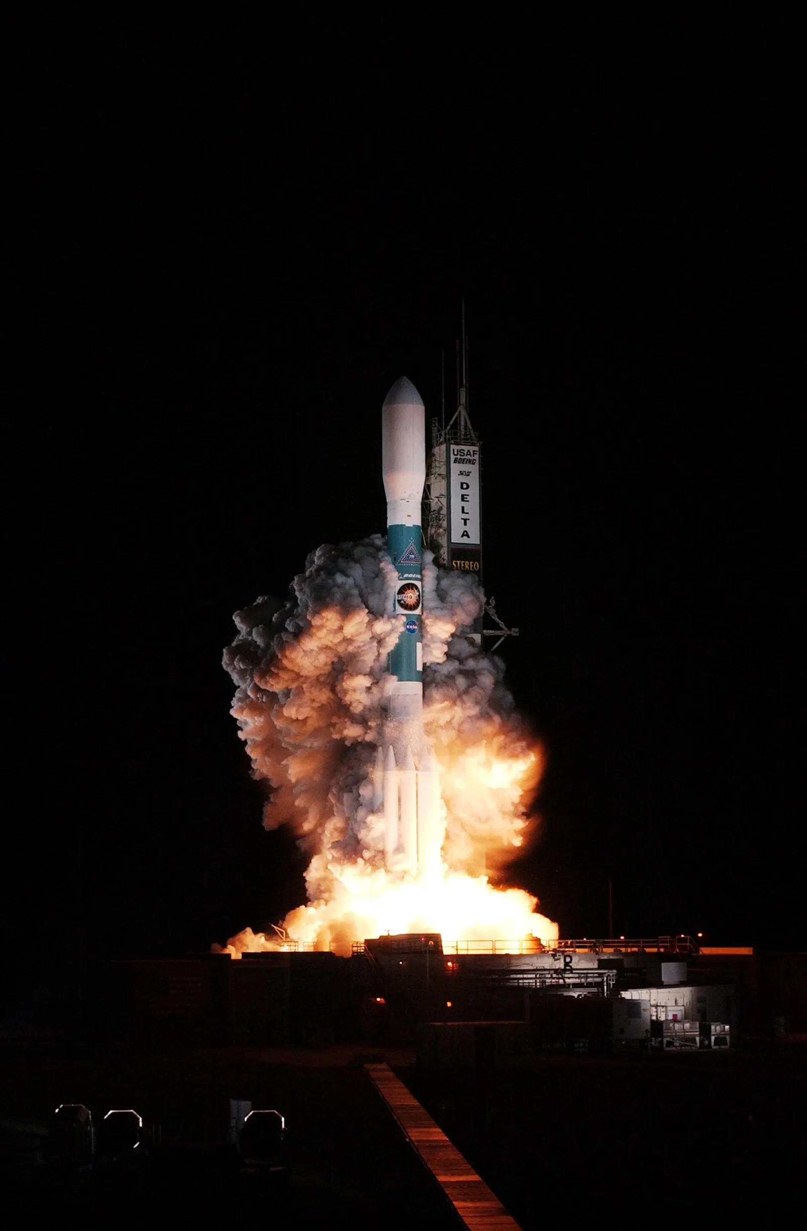 A rocket lifting off