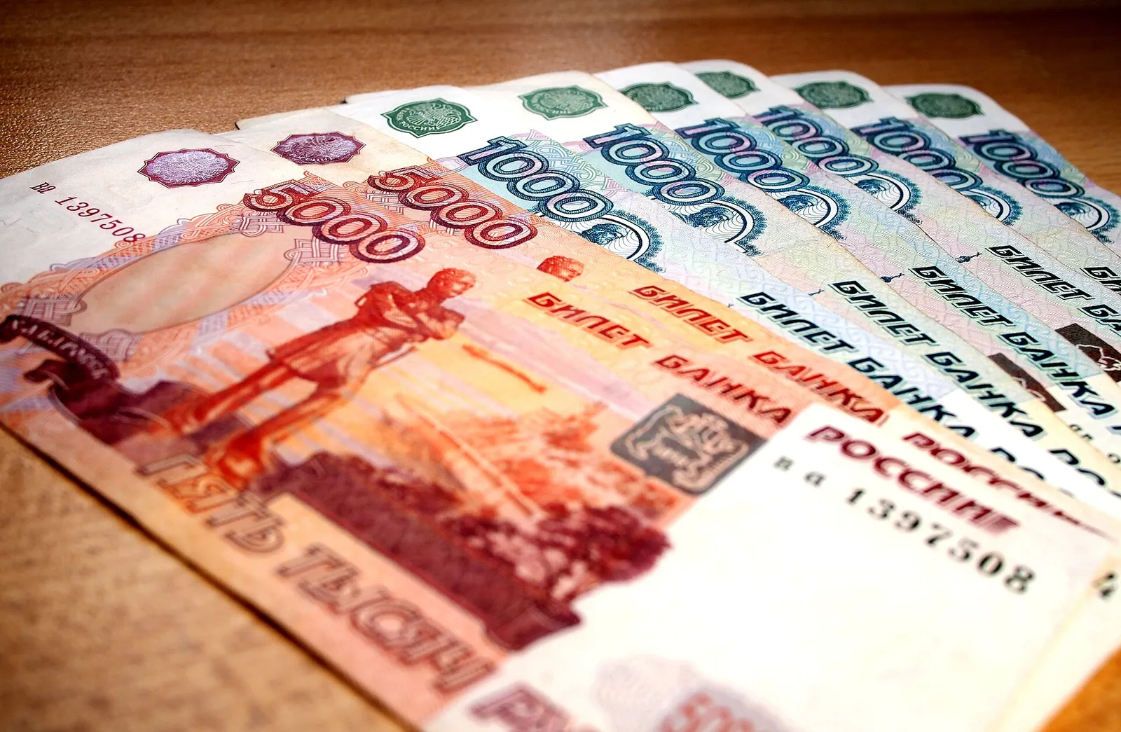 Russian ruble banknotes