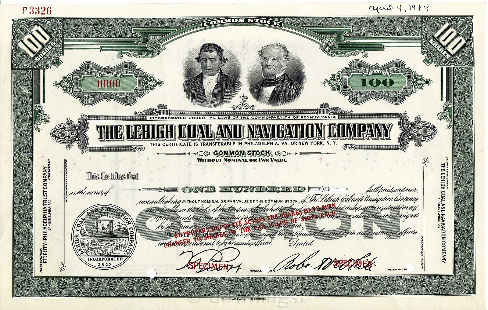 An old paper stock certificate