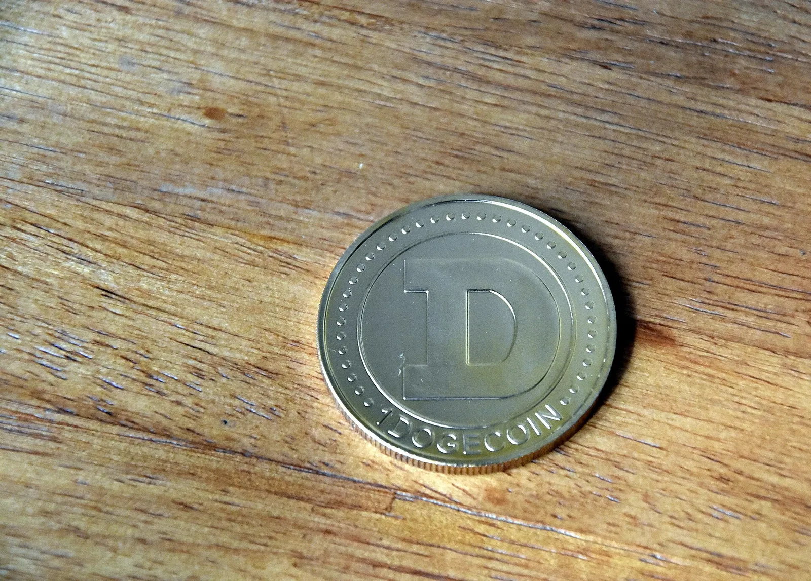 A physical novelty Dogecoin token