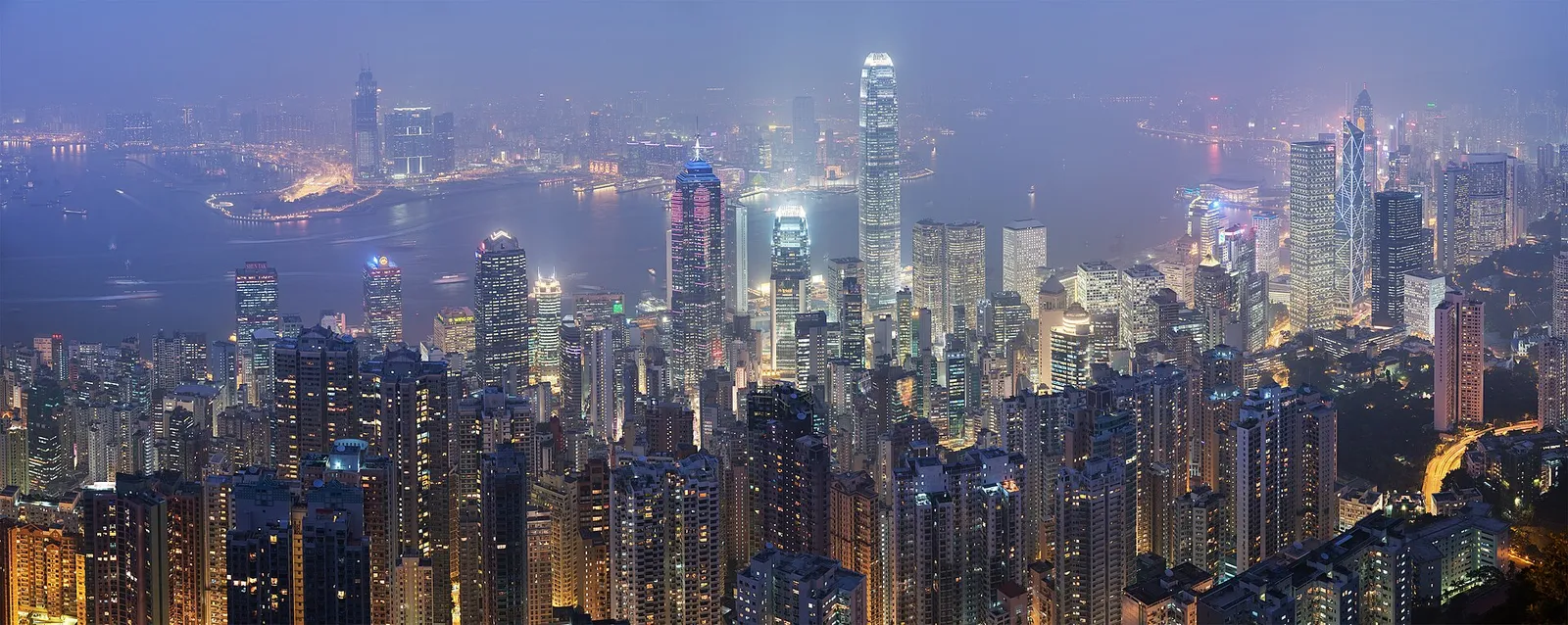 The Hong Kong skyline along Victoria Harbour