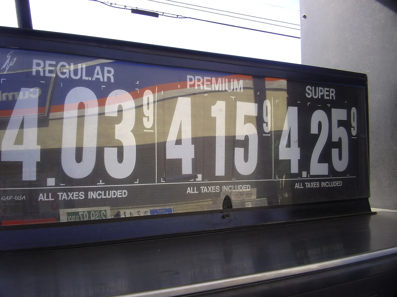 A gas station price sign