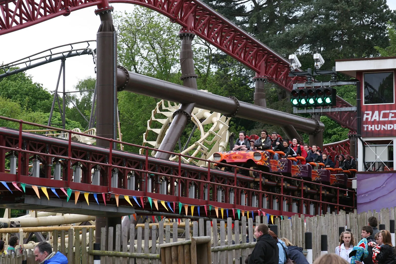 A roller coaster at the Alton Towers theme park in England