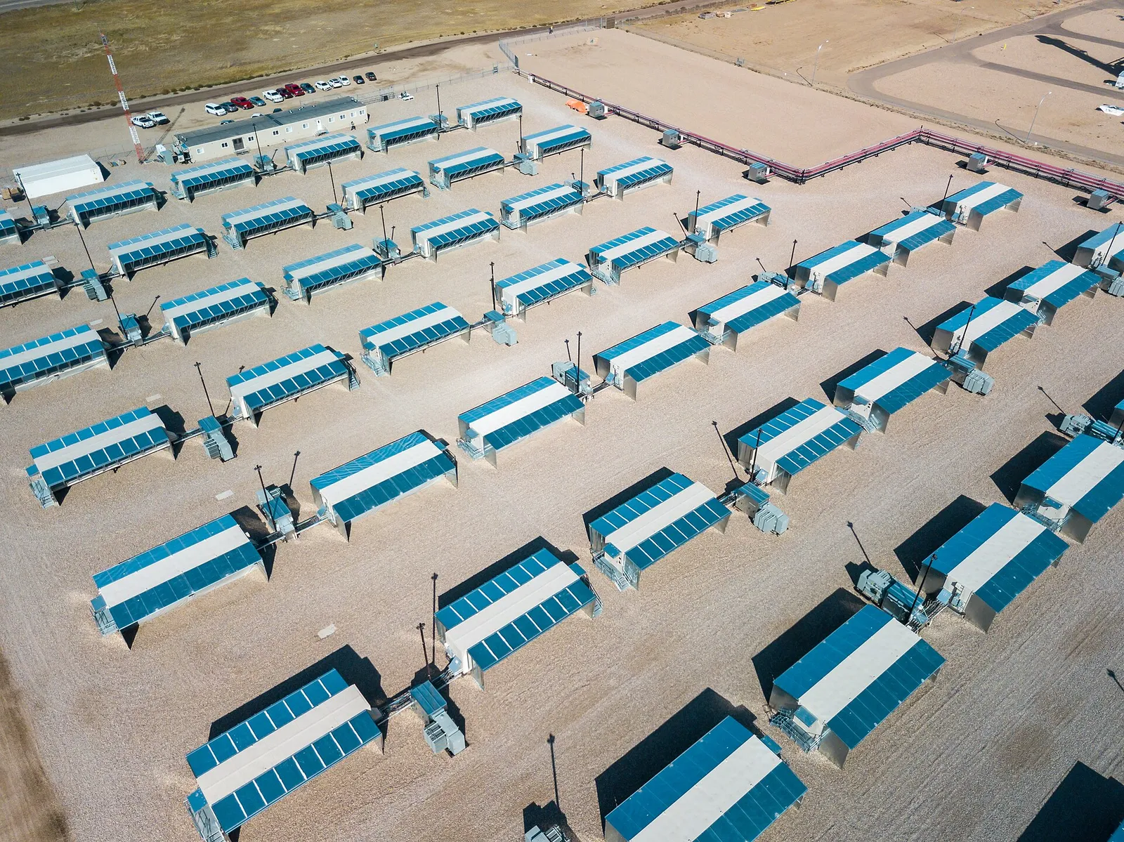 An aerial view of a Bitcoin mining facility
