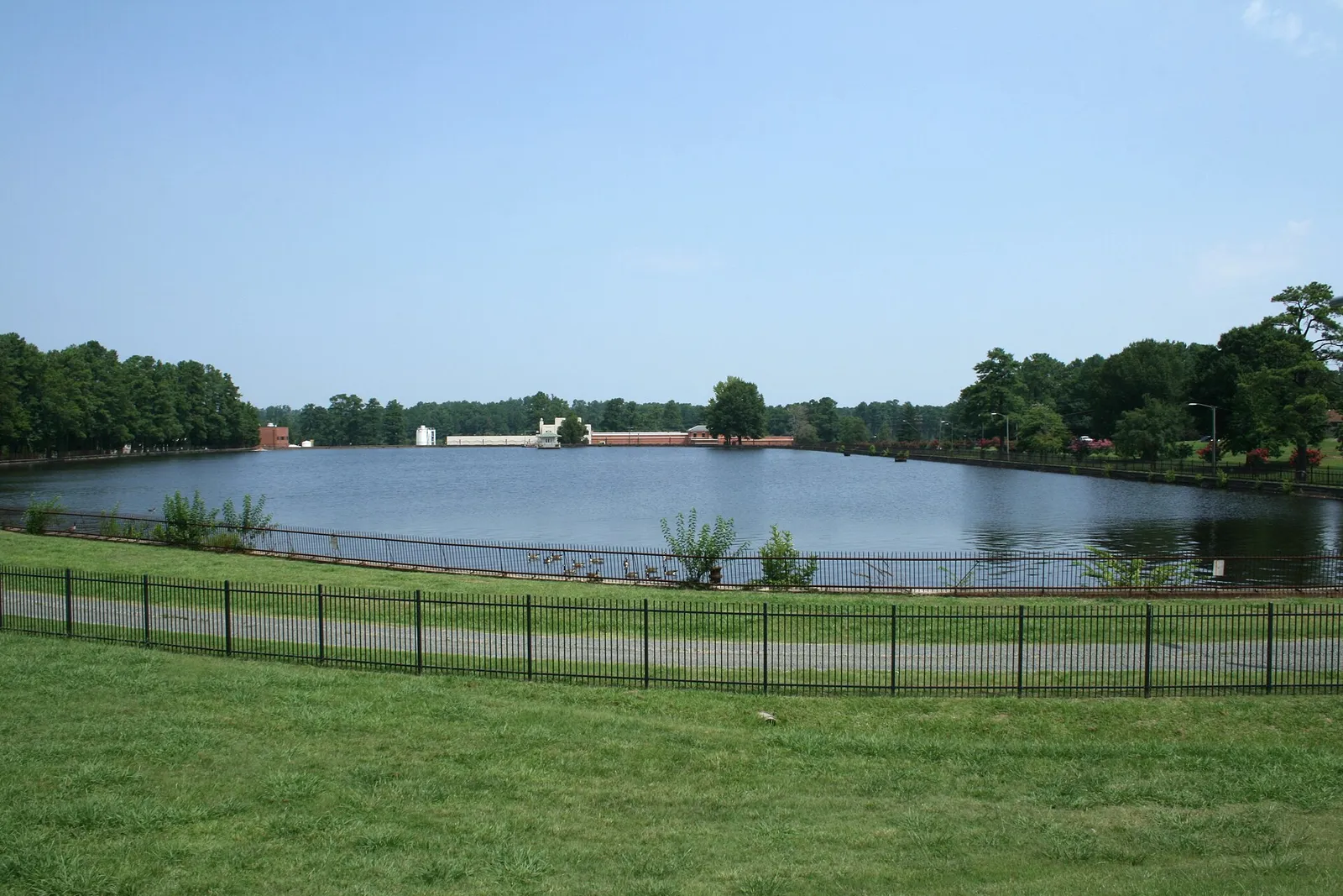 A water treatment plant with settling tanks