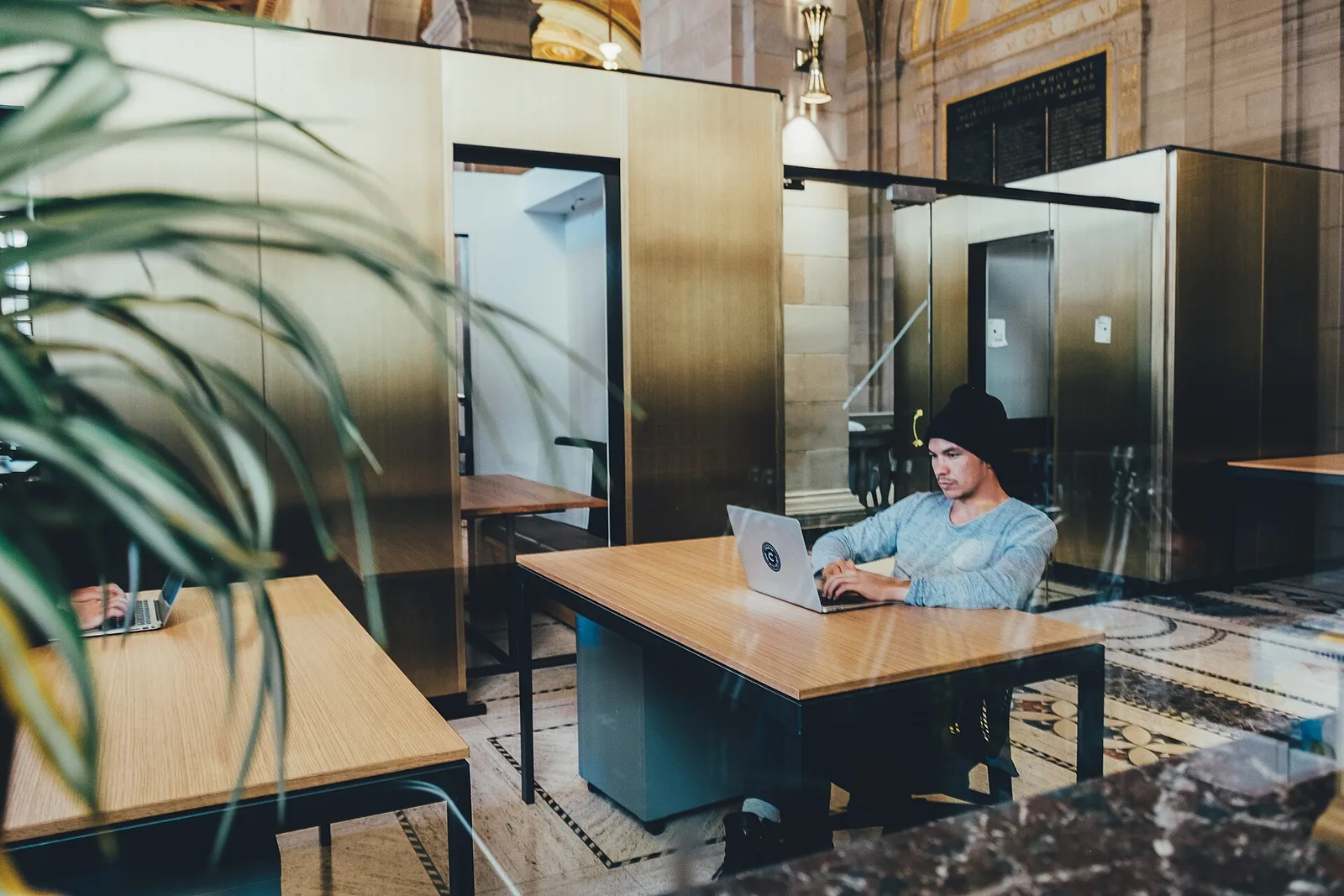 Desks in an open-plan office