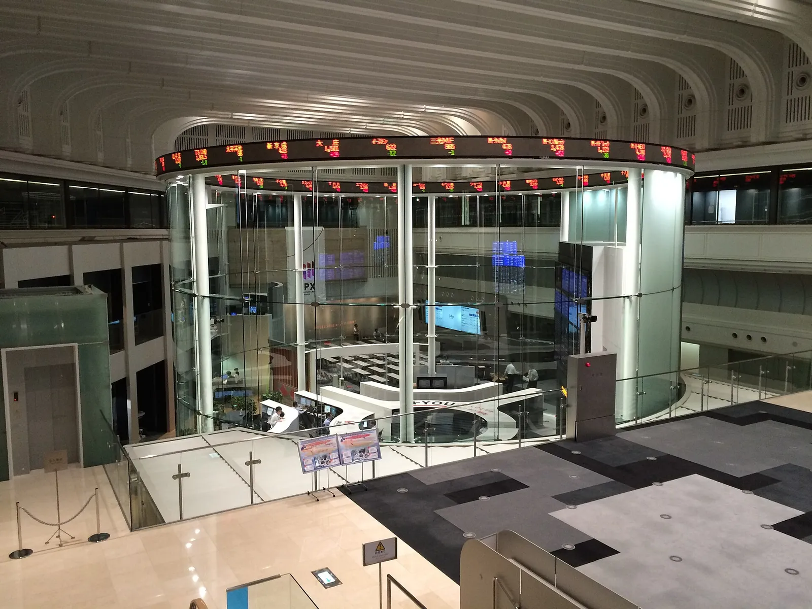 The interior of the Tokyo Stock Exchange