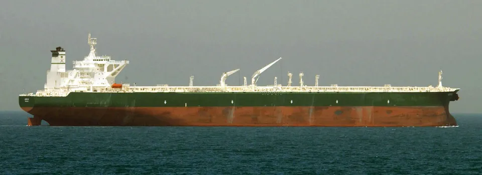 A crude oil supertanker at sea