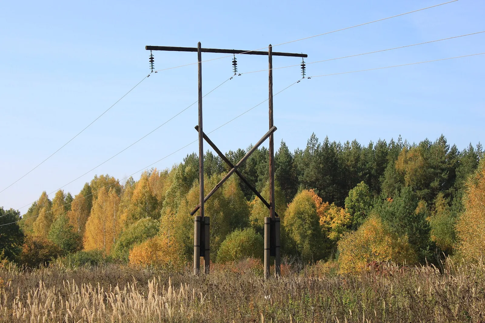 High-voltage electricity transmission lines and towers