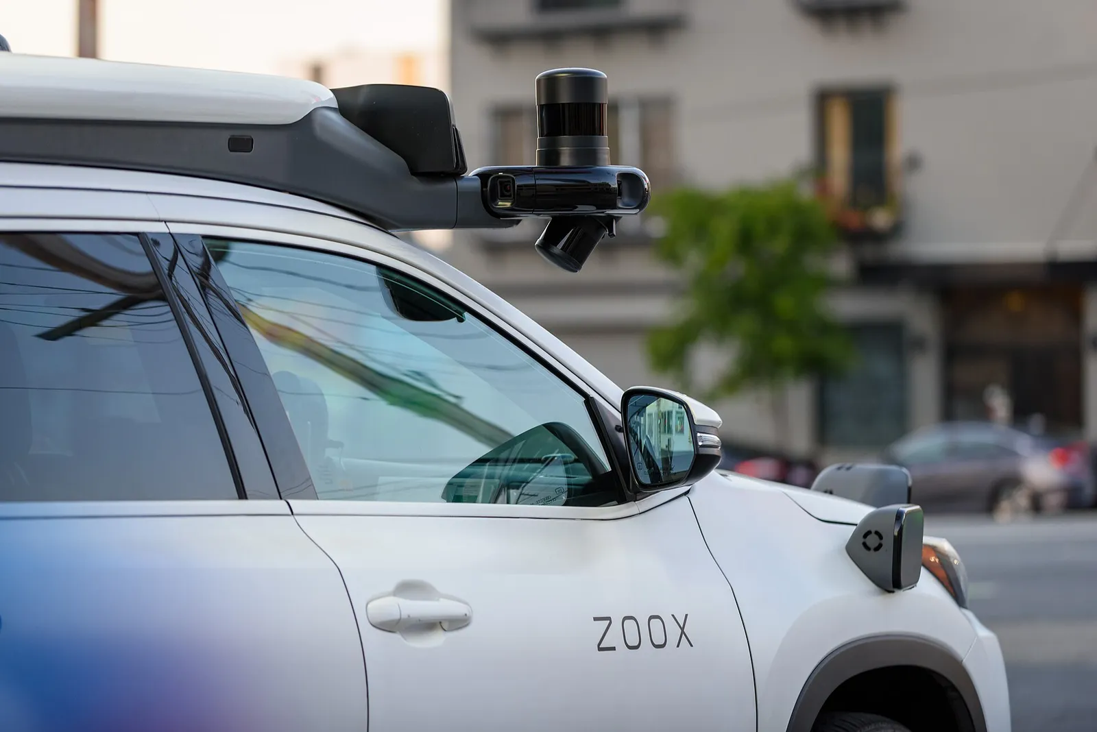 A self-driving test vehicle fitted with sensors