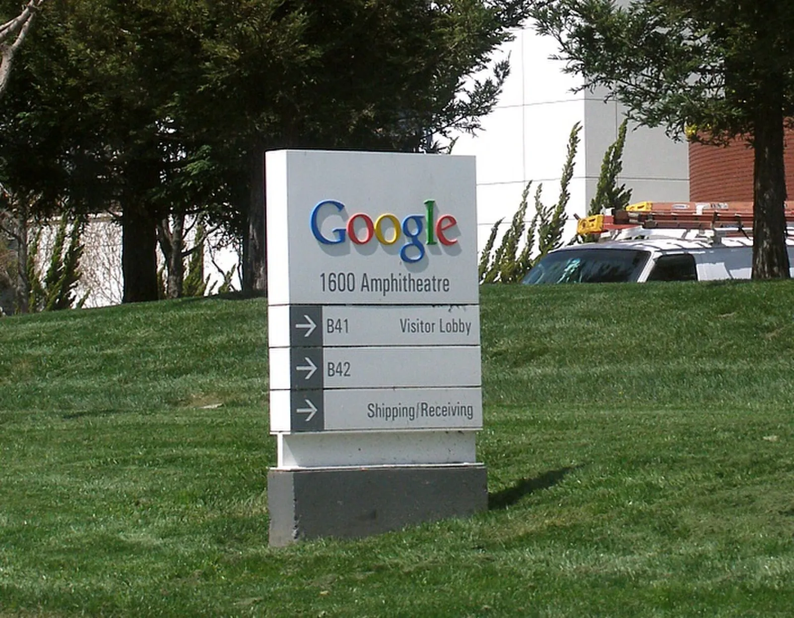 The welcome sign at Google's headquarters in Mountain View, California