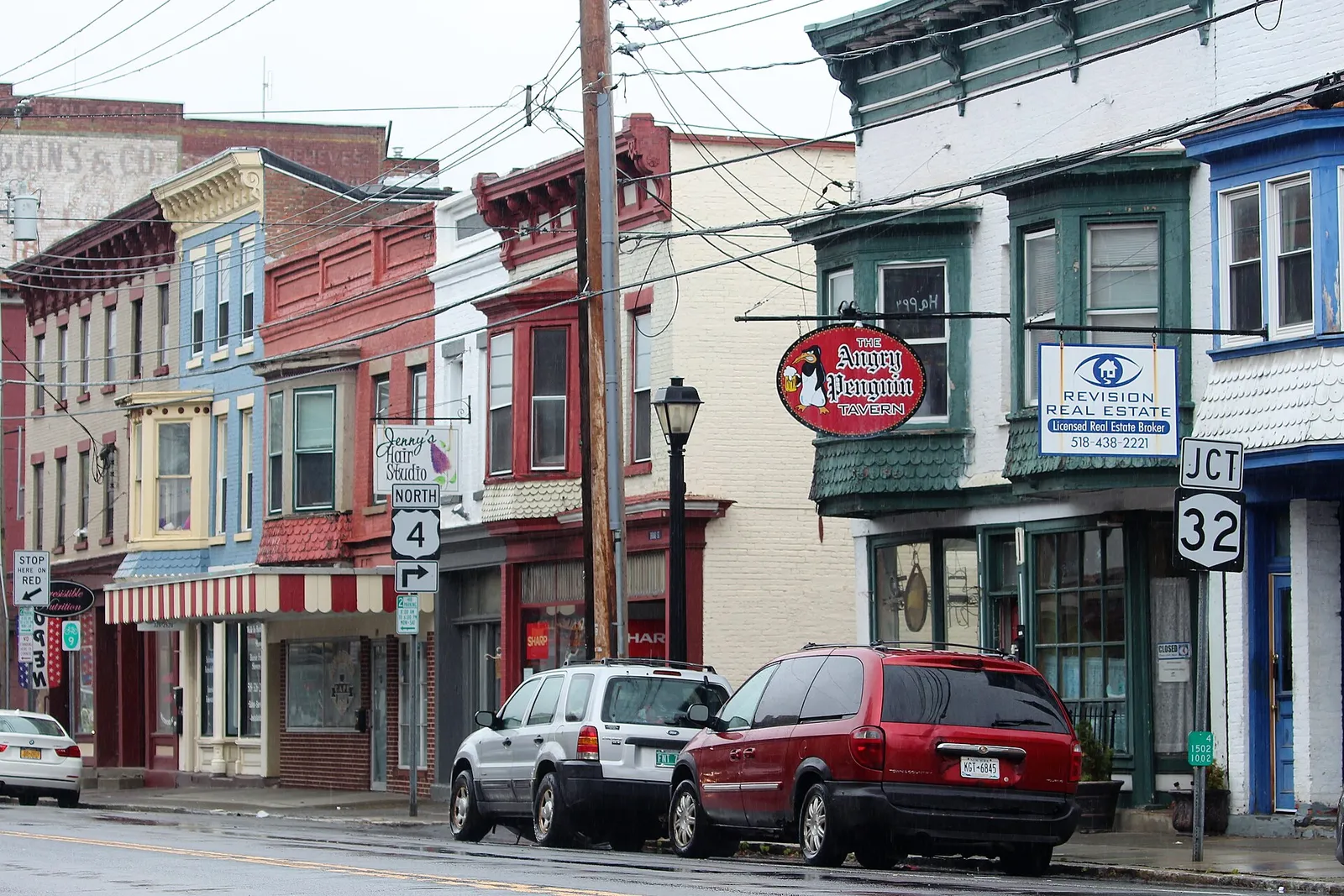 Small-business storefronts on a town street